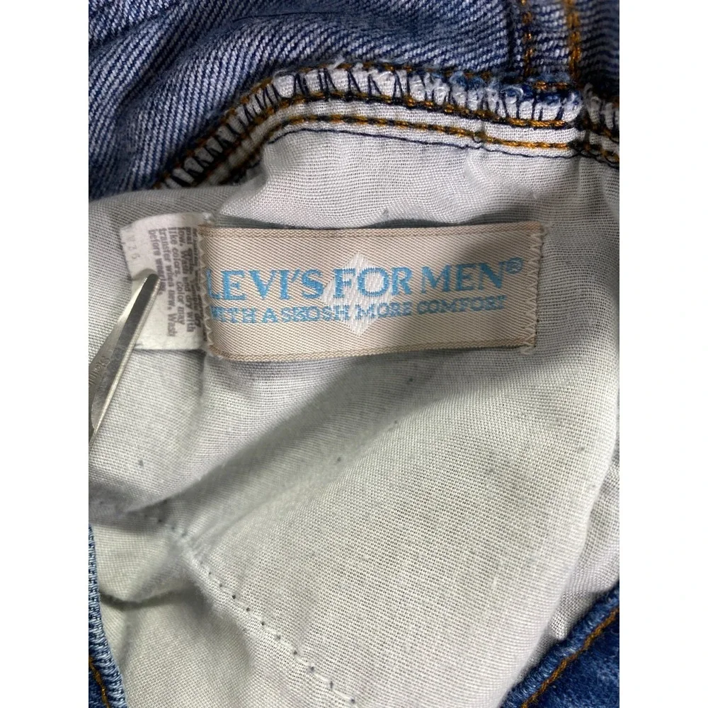 Vintage Levi's With‎ A Skosh Orange Tab Mens Sz 34x25 Blue Leather Pocket Patch